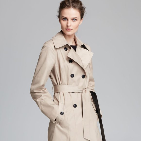 Donna Karan Women's Double-breasted Hooded Trench Coat - Picture 1 of 11